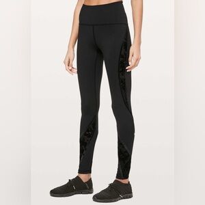 Lululemon Wunder Under High-Rise Tight Flocked 28" Black Velvet Floral Size 8